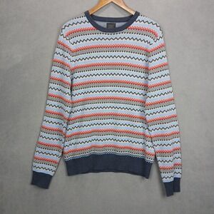 14th & Union Sweater Mens Medium Multicolor Cotton Vibrant Fair‎ Isle Tight Knit